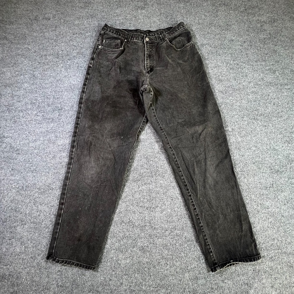 Vintage Guess Straight Jeans Men's 36x32 Black Cotton Denim Workwear Retro USA